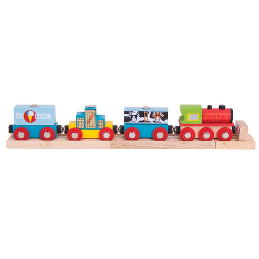 Bigjigs Rail Goods Train Wooden Railway Toy 9 Pack