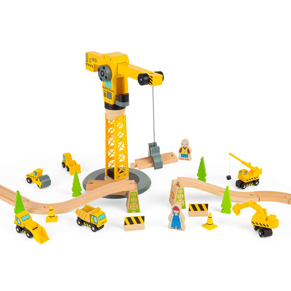 Bigjigs Rail Big Crane Construction Wooden Train Accessory Set