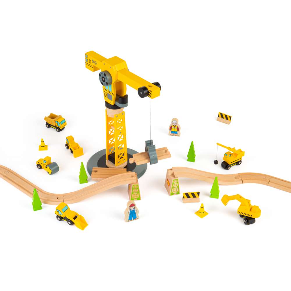 Bigjigs Rail Big Crane Construction Wooden Train Accessory Set