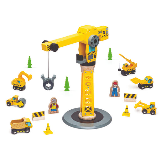 Bigjigs Rail Big Crane Construction Wooden Train Accessory Set