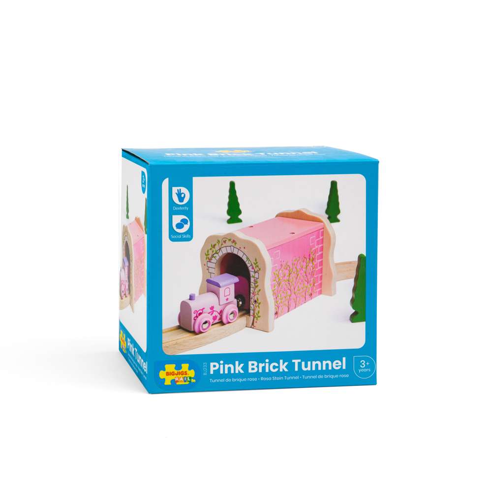 Bigjigs Rail Pink Brick Tunnel Wooden Train Accessory