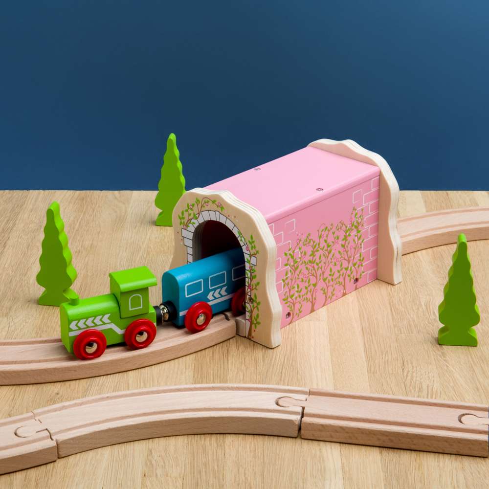 Bigjigs Rail Pink Brick Tunnel Wooden Train Accessory