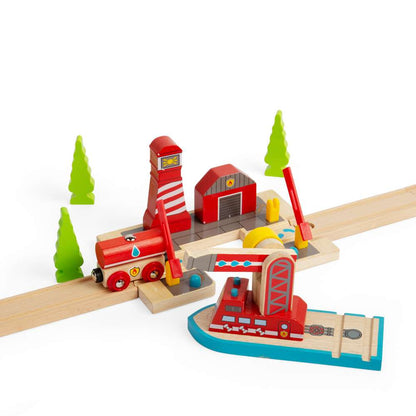Bigjigs Rail Fire Sea Rescue Wooden Train Accessory