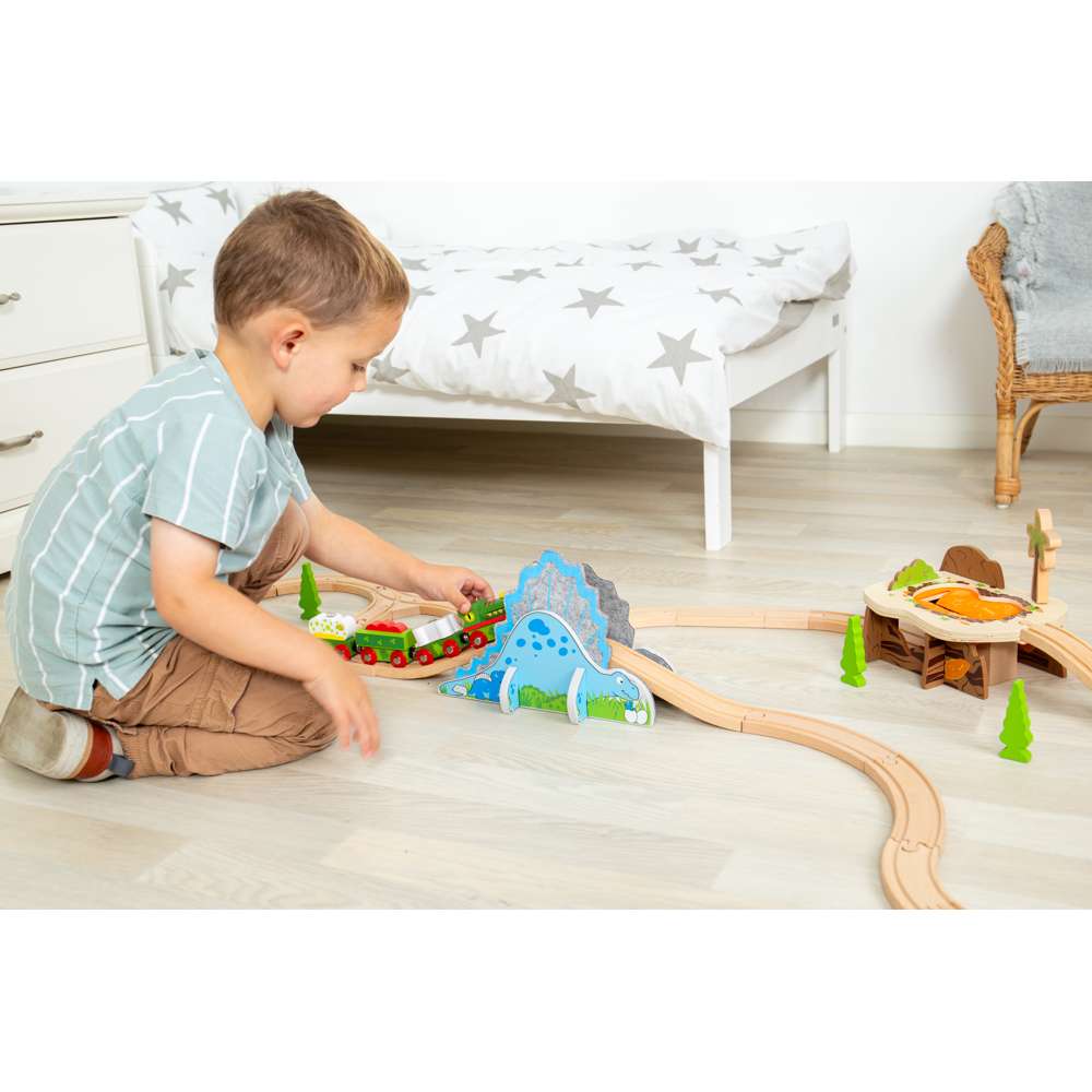 Bigjigs Rail Dino Riser Tunnel Wooden Train Accessory