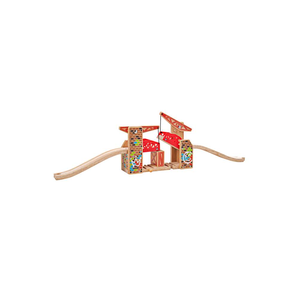 Bigjigs Rail Double Lifting Graffiti Bridge Wooden Train Accessory