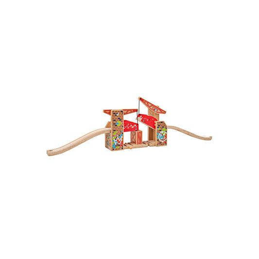 Bigjigs Rail Double Lifting Graffiti Bridge Wooden Train Accessory