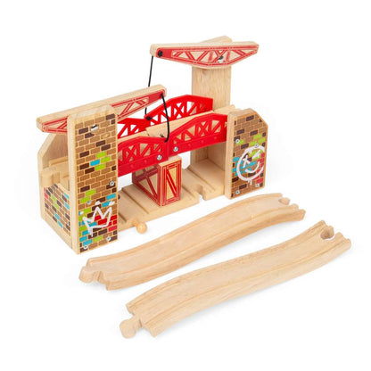 Bigjigs Rail Double Lifting Graffiti Bridge Wooden Train Accessory