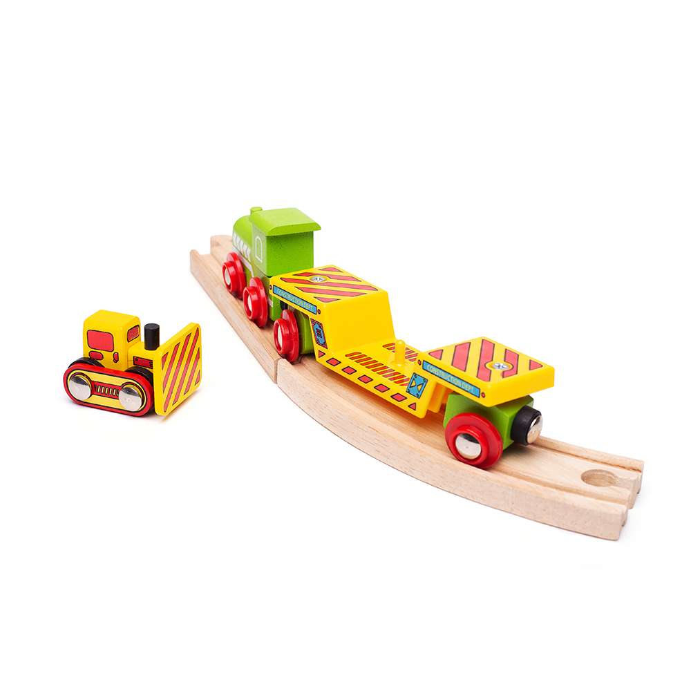 Bigjigs Rail Bulldozer Low Loader Wooden Toy Train