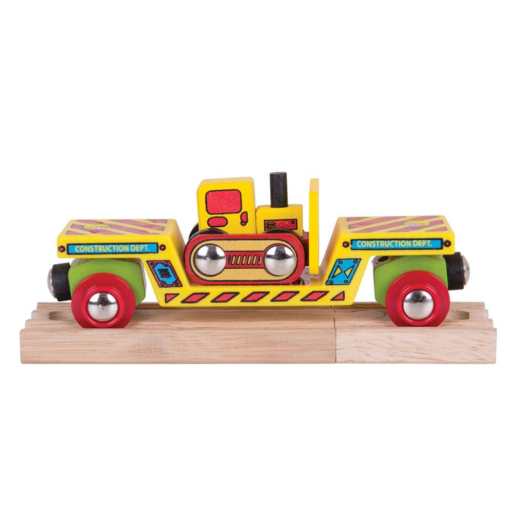 Bigjigs Rail Bulldozer Low Loader Wooden Toy Train