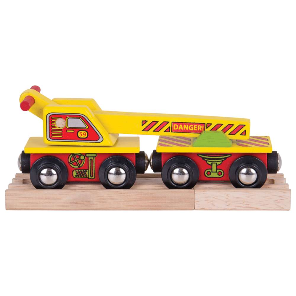 Bigjigs Rail Crane Wagon Wooden Train Accessory