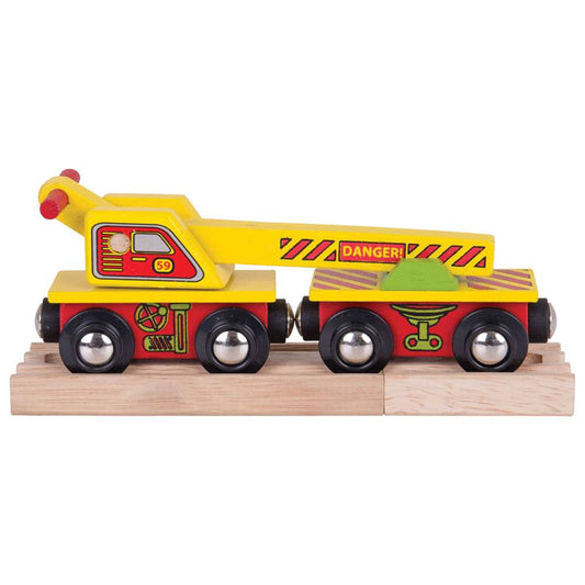 Bigjigs Rail Crane Wagon Wooden Train Accessory