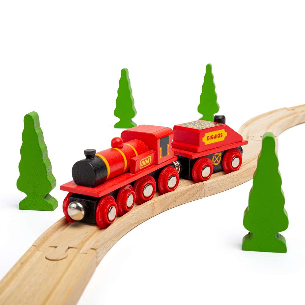 Bigjigs Rail Big Red Engine Wooden Train Toy