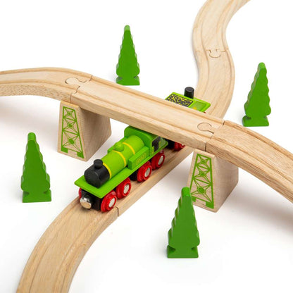 Bigjigs Rail Big Green Engine Wooden Train Toy Set