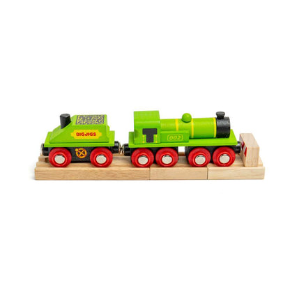 Bigjigs Rail Big Green Engine Wooden Train Toy Set