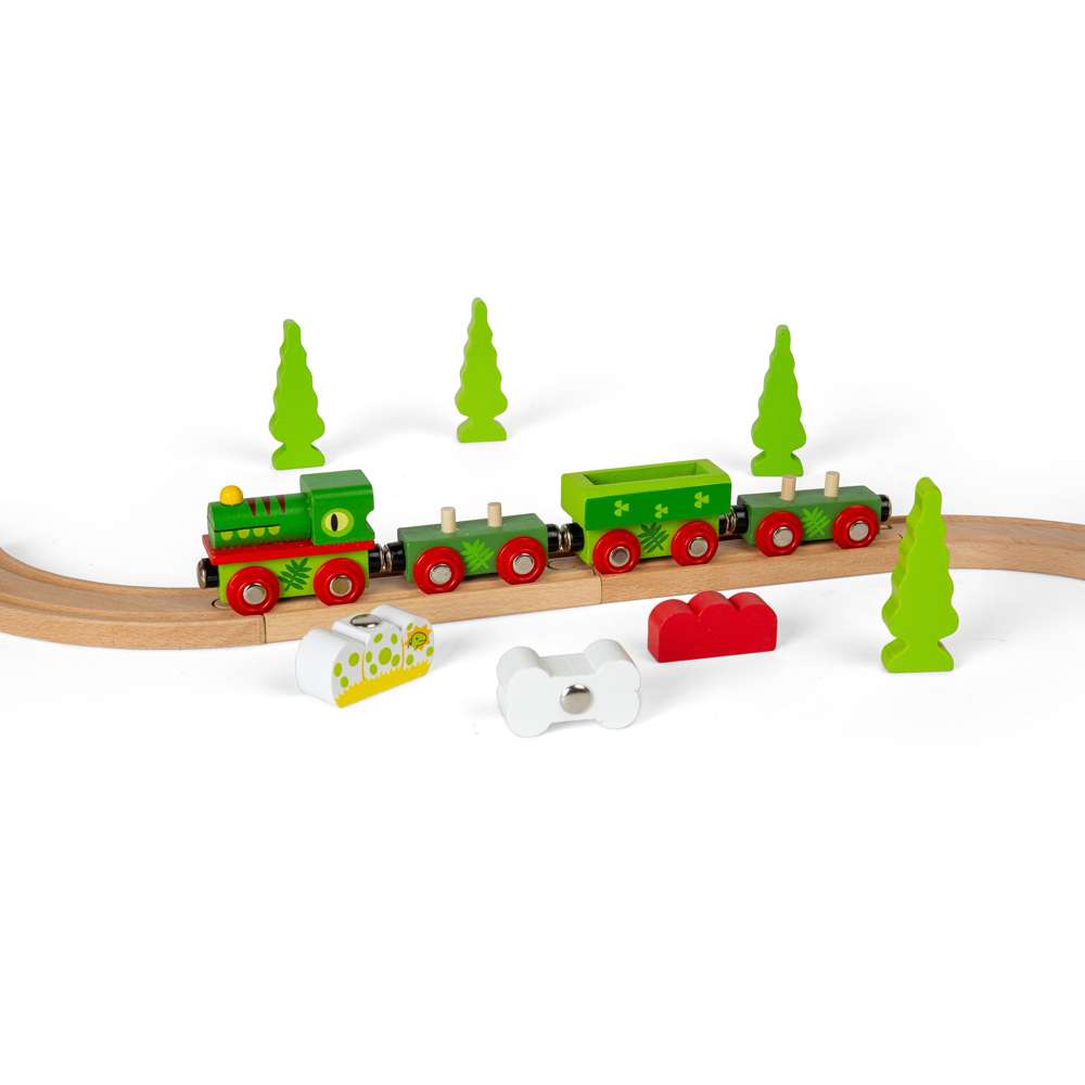 Bigjigs Rail Dinosaur Railway Engine and Carriages Wooden Train Accessory