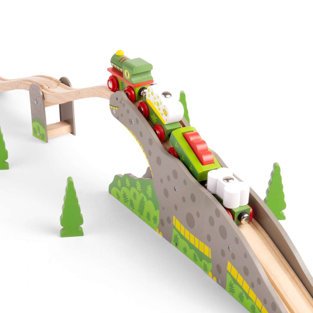 Bigjigs Rail Dinosaur Railway Engine and Carriages Wooden Train Accessory
