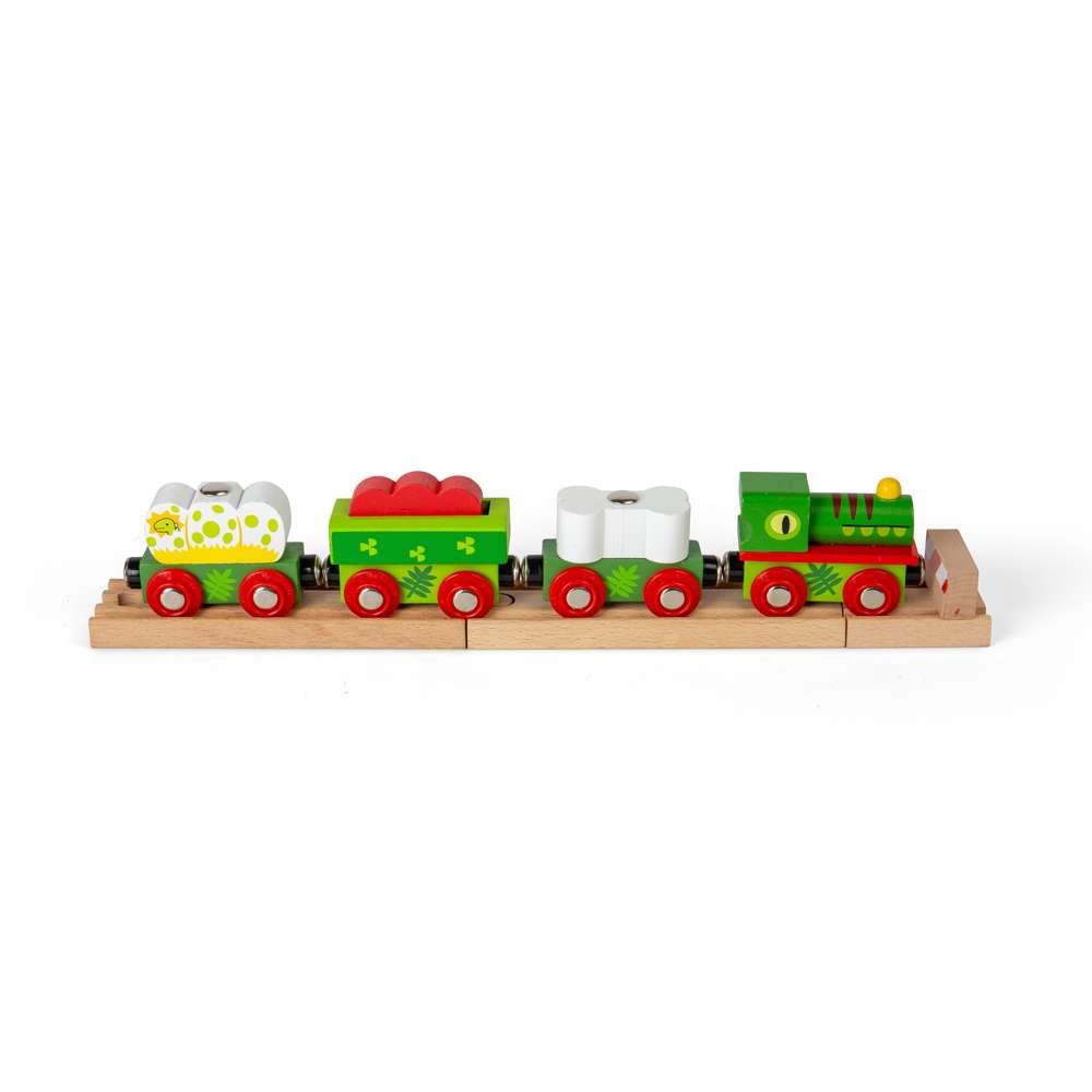 Bigjigs Rail Dinosaur Railway Engine and Carriages Wooden Train Accessory
