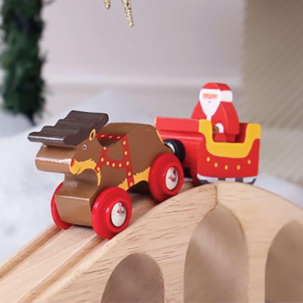 Bigjigs Rail Santa Sleigh with Reindeer Wooden Train Accessory