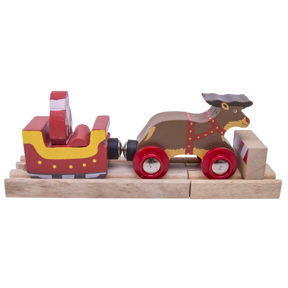 Bigjigs Rail Santa Sleigh with Reindeer Wooden Train Accessory
