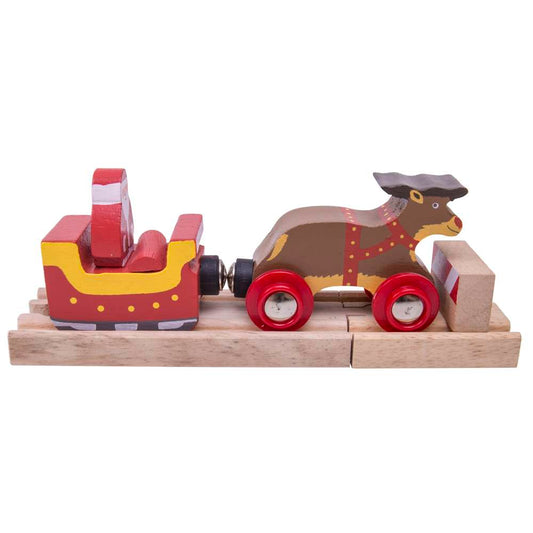 Bigjigs Rail Santa Sleigh with Reindeer Wooden Train Accessory
