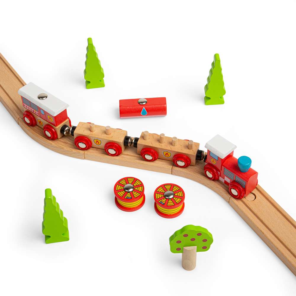 Bigjigs Rail Fire and Rescue Wooden Train Set