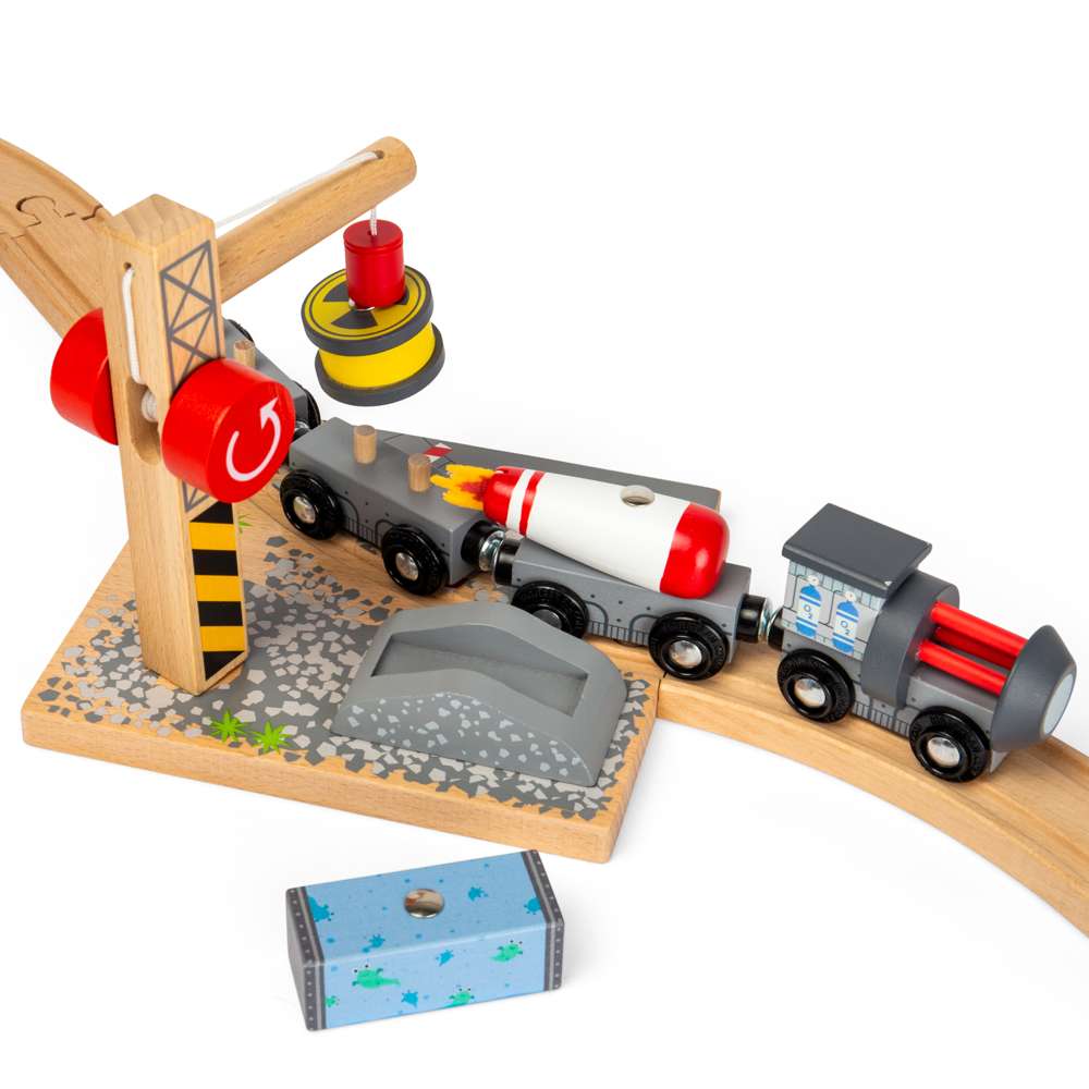 Bigjigs Rail Space Train Engine & Carriages Wooden Railway Toy