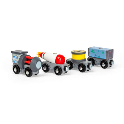 Bigjigs Rail Space Train Engine & Carriages Wooden Railway Toy