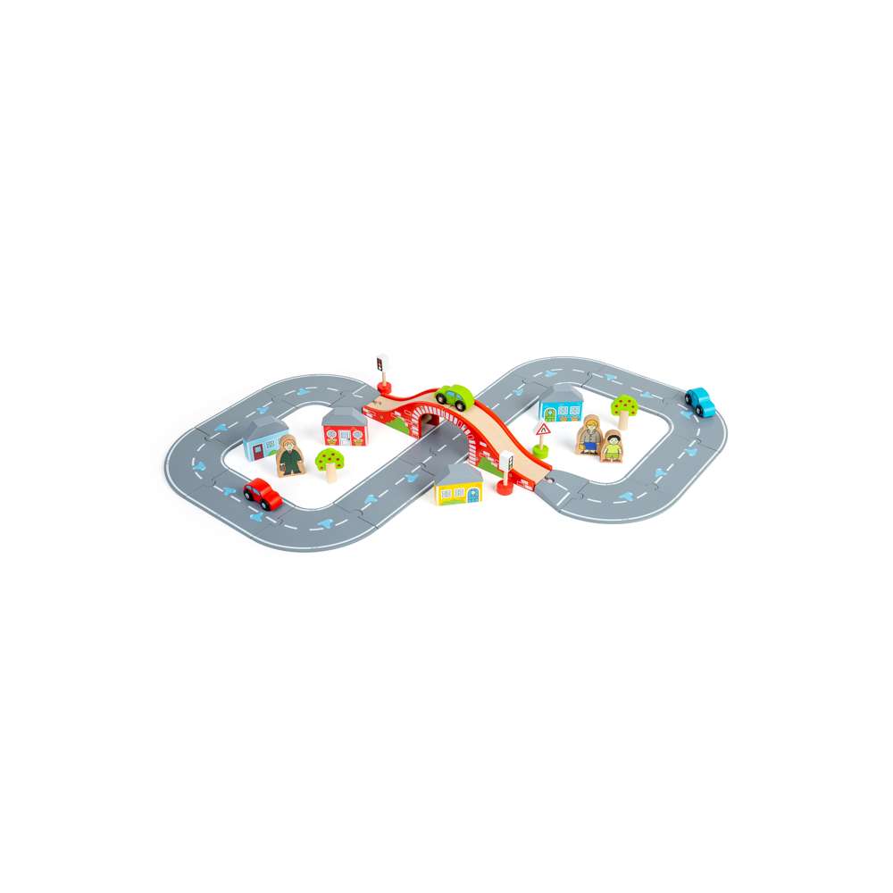 Bigjigs Rail Figure of Eight Roadway Wooden Toy Set