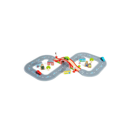 Bigjigs Rail Figure of Eight Roadway Wooden Toy Set