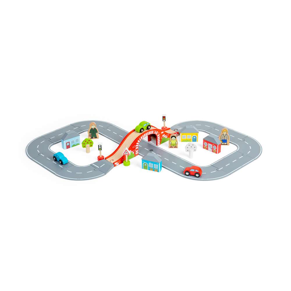 Bigjigs Rail Figure of Eight Roadway Wooden Toy Set