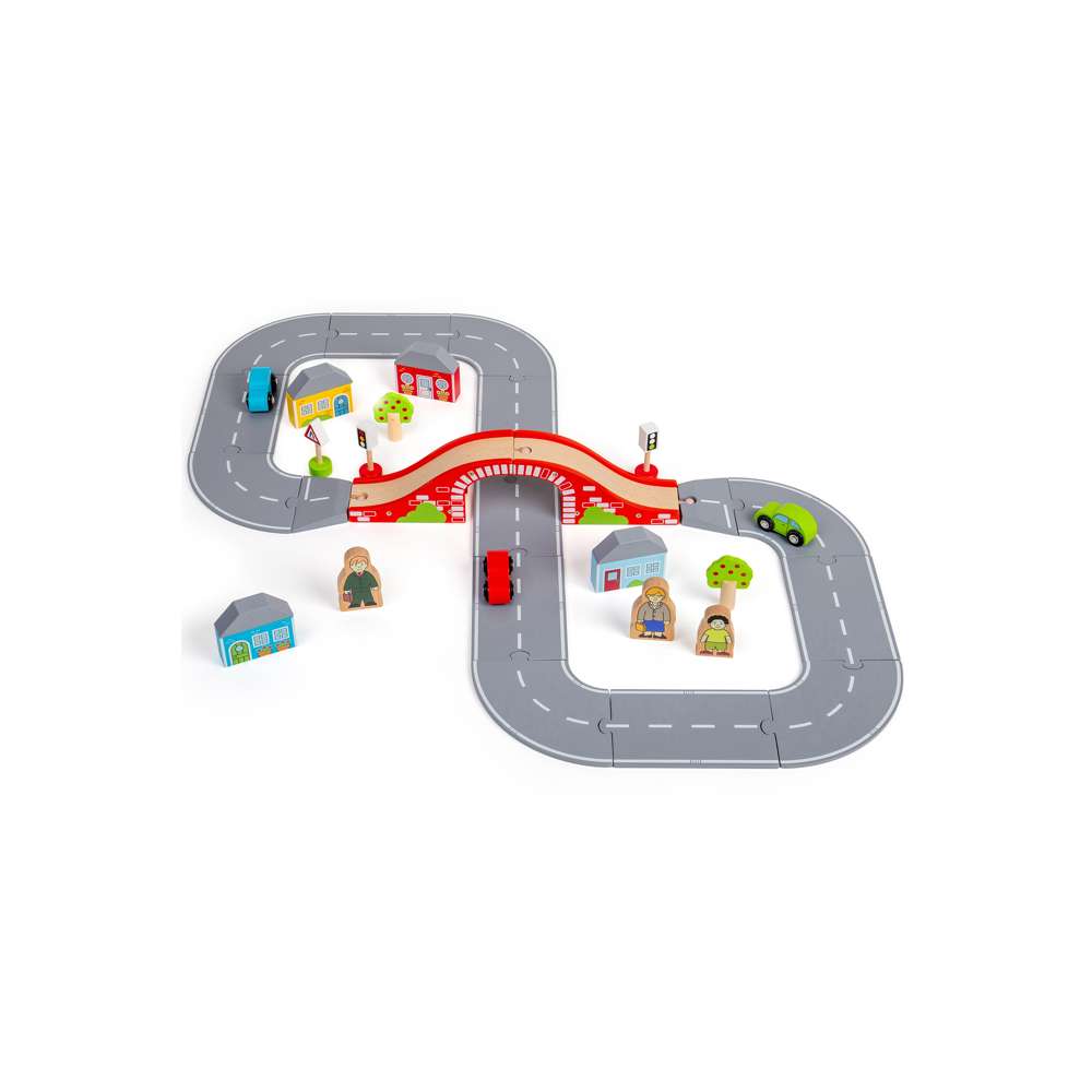 Bigjigs Rail Figure of Eight Roadway Wooden Toy Set
