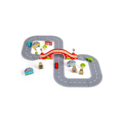 Bigjigs Rail Figure of Eight Roadway Wooden Toy Set