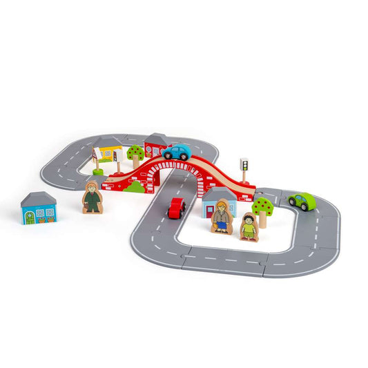 Bigjigs Rail Figure of Eight Roadway Wooden Toy Set