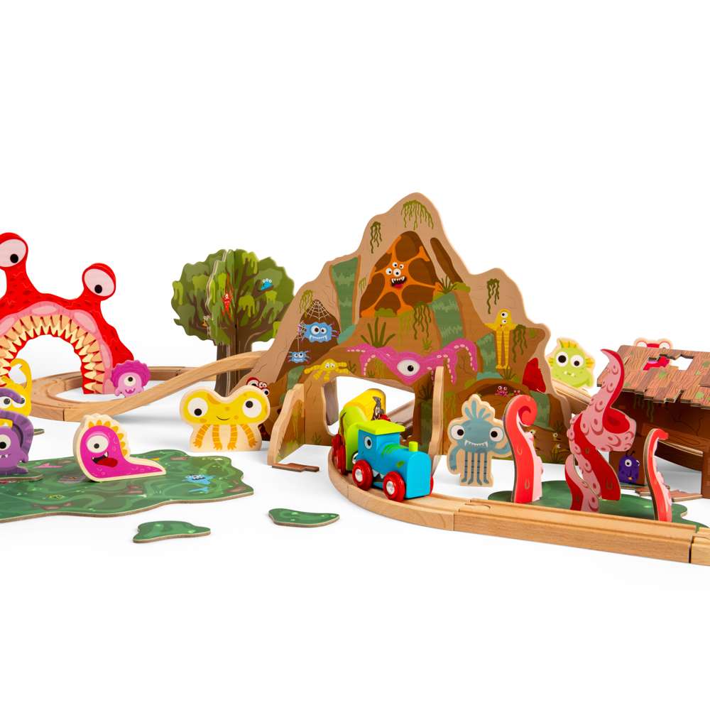 Bigjigs Rail Monster Wooden Train Set Toy
