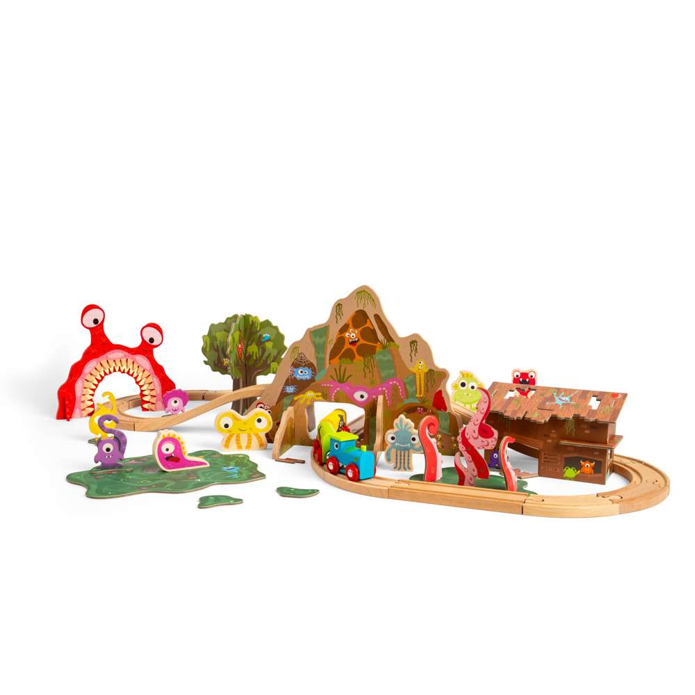 Bigjigs Rail Monster Wooden Train Set Toy