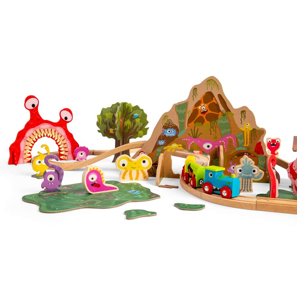 Bigjigs Rail Monster Wooden Train Set Toy
