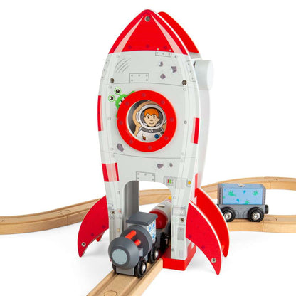 Bigjigs Rail Rocket Ship Wooden Railway Accessory Playset