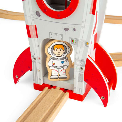 Bigjigs Rail Rocket Ship Wooden Railway Accessory Playset