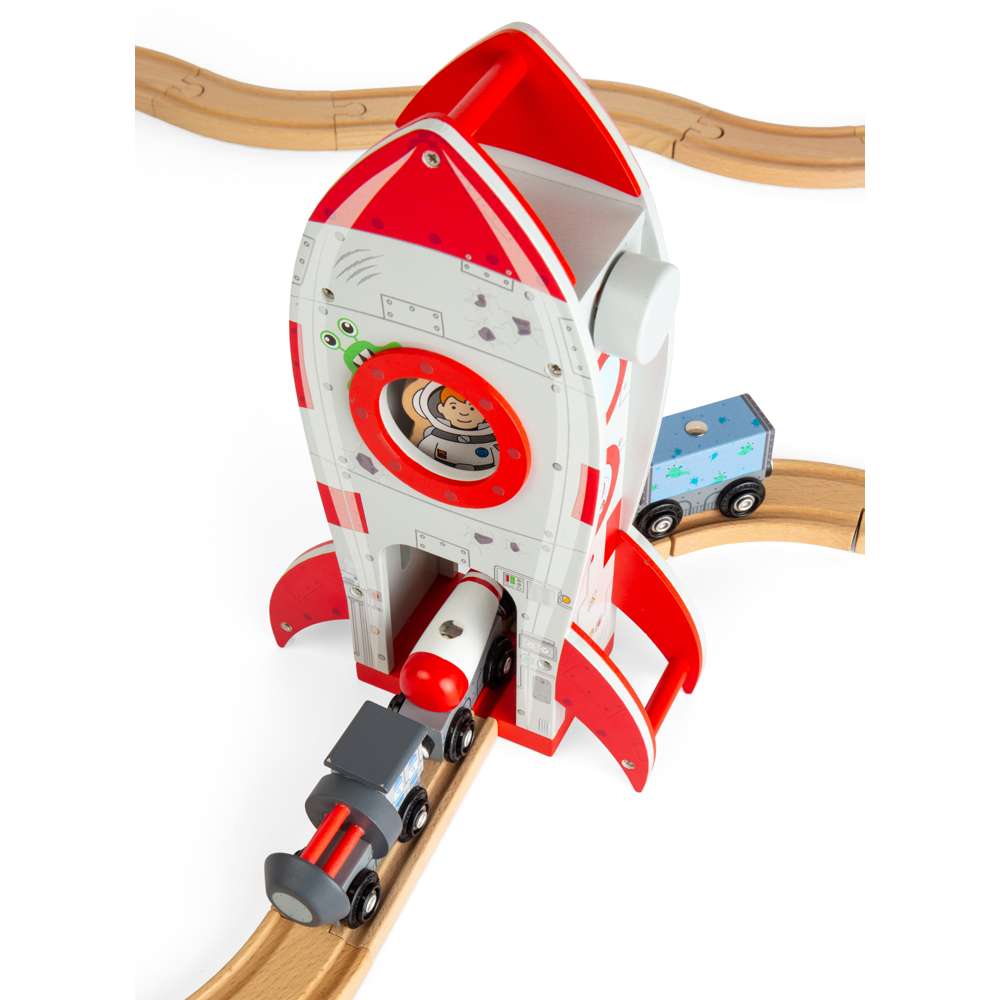 Bigjigs Rail Rocket Ship Wooden Railway Accessory Playset