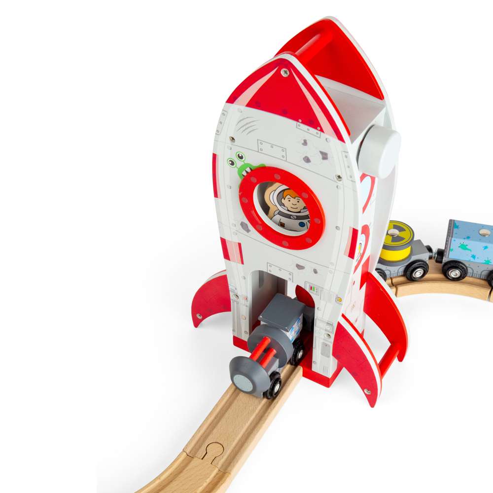 Bigjigs Rail Rocket Ship Wooden Railway Accessory Playset