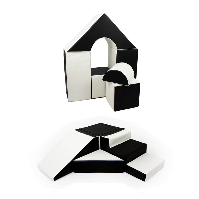 Soft Play Kingdom Castle 6 Piece Building Block Set Slide Step Bundle Black