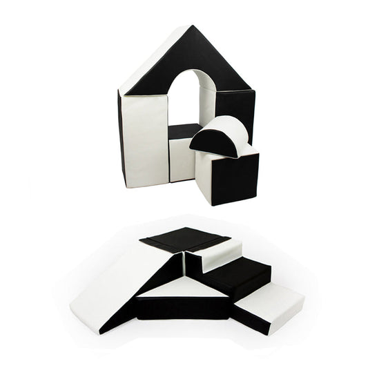 Soft Play Kingdom Castle 6 Piece Building Block Set Slide Step Bundle Black