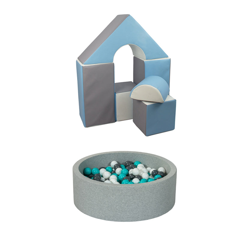 Soft Play Kingdom Castle 6 Piece Step Slide Bundle Blue