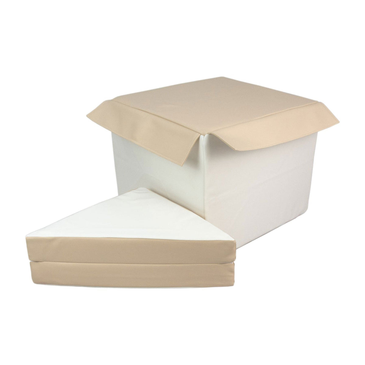 Soft Play Kingdom Separate Cube & Folded Triangle Step & Slide Add-On Beige