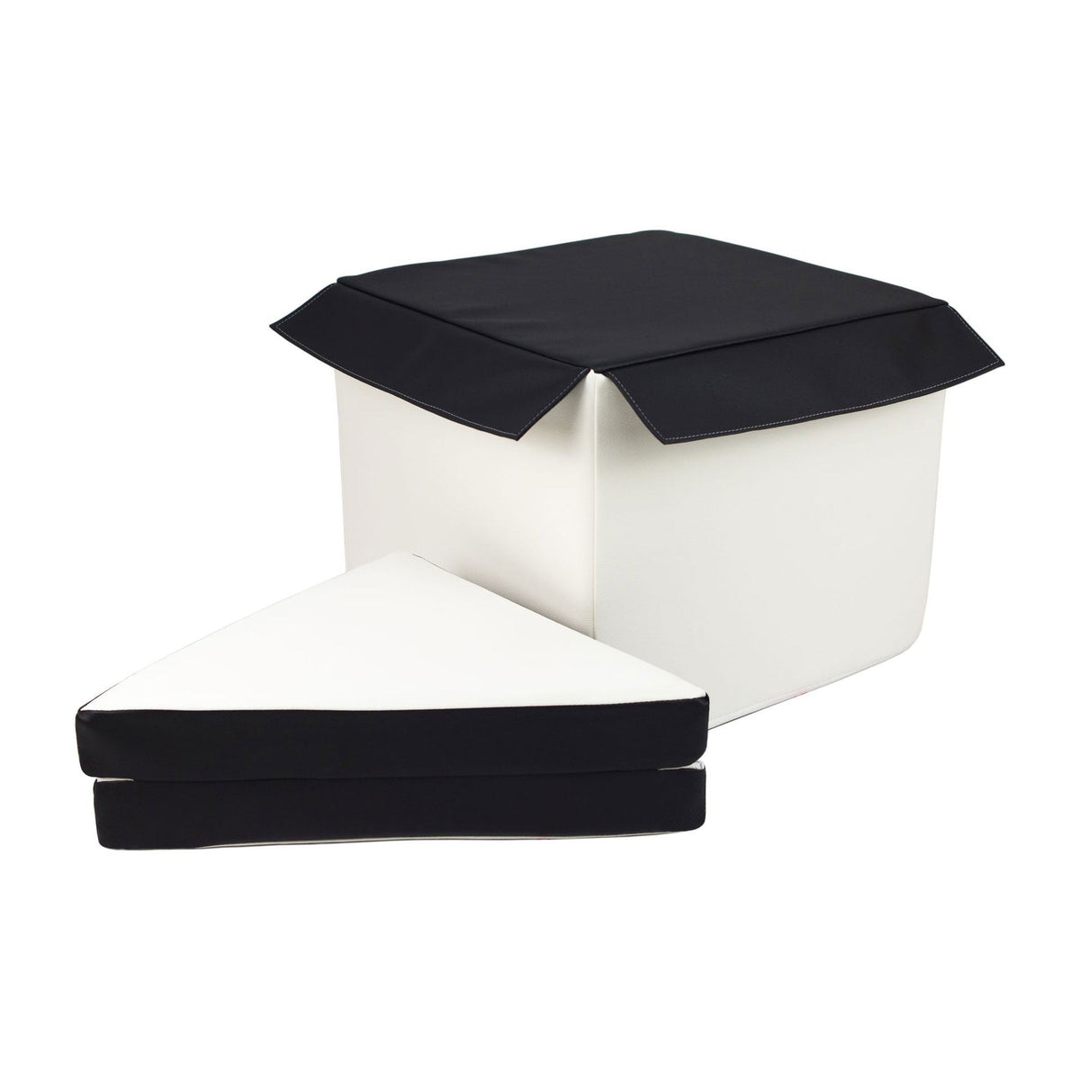 Soft Play Kingdom Separate Cube & Folded Triangle Step & Slide Add-On Black White