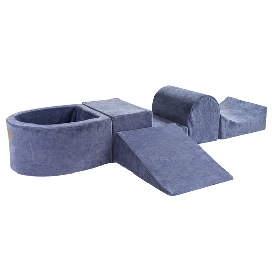 Soft Play Kingdom Playsystem with Ball Pit Velvet Midnight Blue