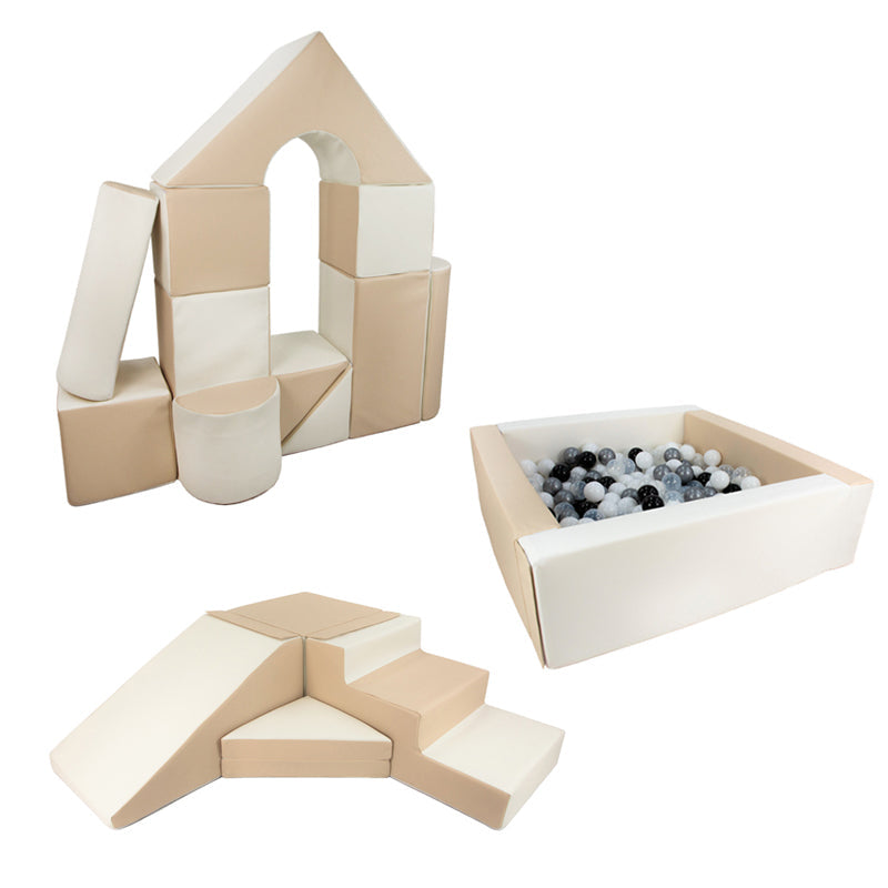Soft Play Kingdom Square Ball Pit Bundle Beige