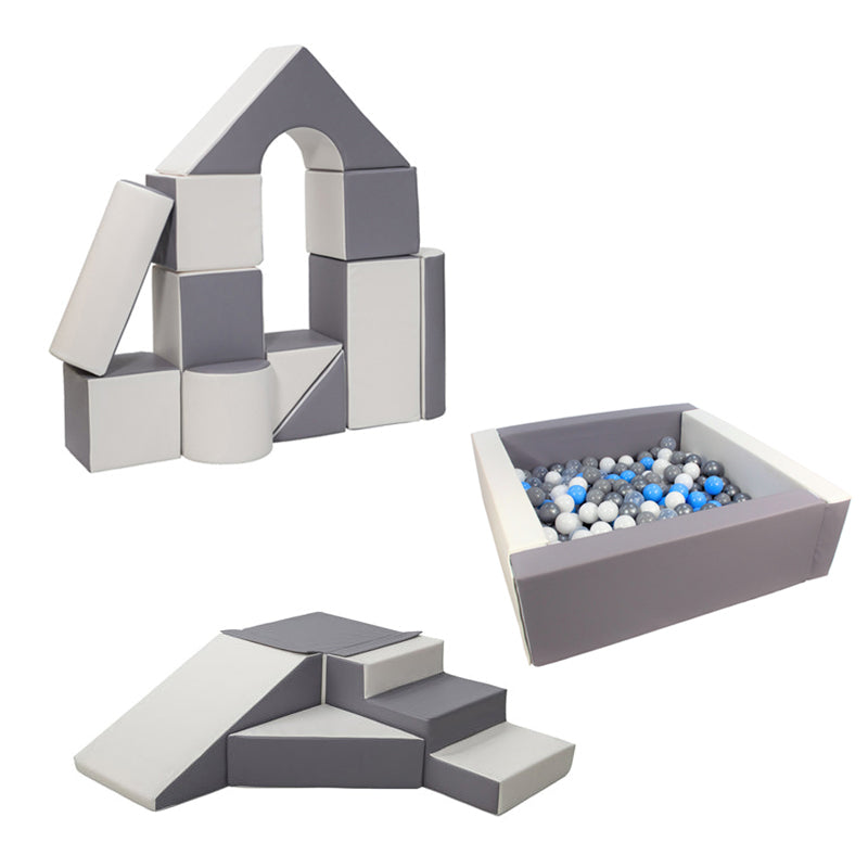Soft Play Kingdom Square Ball Pit Bundle Grey