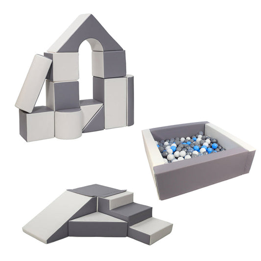 Soft Play Kingdom Square Ball Pit Bundle Grey