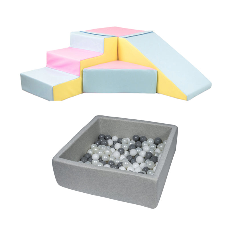 Soft Play Kingdom Step & Slide Square Ball Pit Bundle Pastel Trio